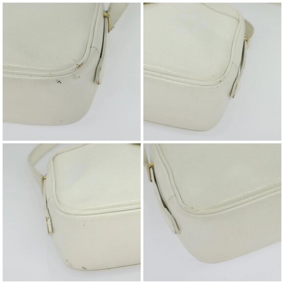 SAINT LAURENT Shoulder Bag Leather White Gold Auth BA4681 - Picture 15 of 16